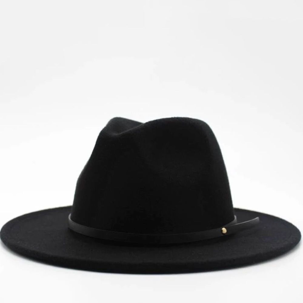 Black Stiff Brim Tall Dented Crown, Stiff Classic Fedora Hat NEW
